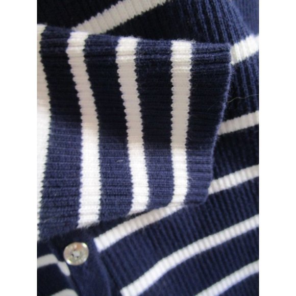 Lauren Ralph Lauren Navy White Stripe V Neck Button Up Cardigan Ladies S/P EUC - Picture 11 of 16